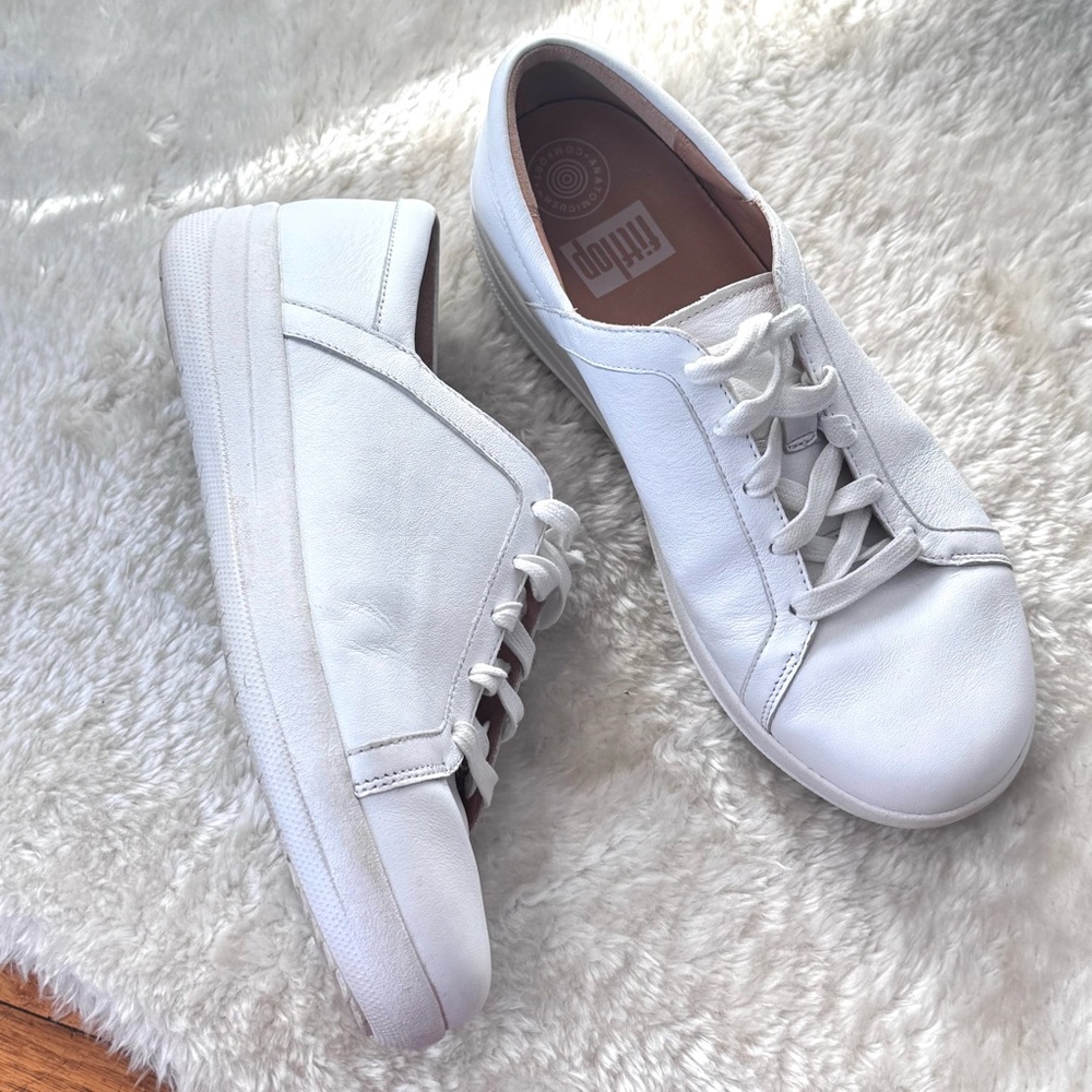 FitFlop Rally Leather Sneakers Arch Support Slip Resistant Shoes Sz 8